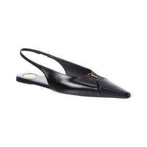 Saint Laurent Babylone Leather Slingback Flat, Black